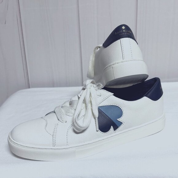 Kate Spade Fez Sneakers — White w/ Navy & Blue — Size 9 — NWOT/NWOB - Picture 2 of 8
